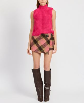 En Saison - Women's Elizabeth Plaid Faux-Wrap Mini Skort