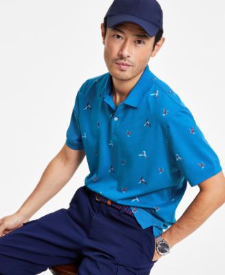 Club Room - Men's Papagayo Regular-Fit Bird-Print Piqu&eacute; Performance Polo Shirt