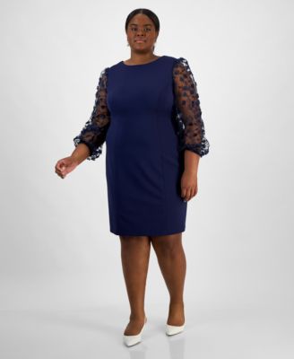 Connected - Plus Size Floral-Appliqu&eacute; Sheath Dress