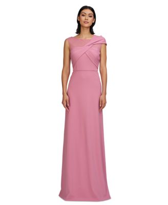 JS Collections - Women's Jordyn Twisted-Bodice Illusion-Neck Gown