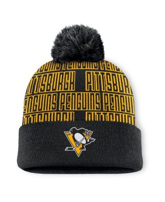 Fanatics - Men's Black Pittsburgh Penguins Fundamental Empty Net Cuffed Knit Hat with Pom