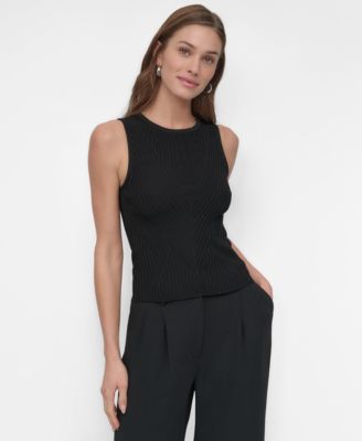 DKNY - Women's Ribbed Sleeveless Crewneck Sweater