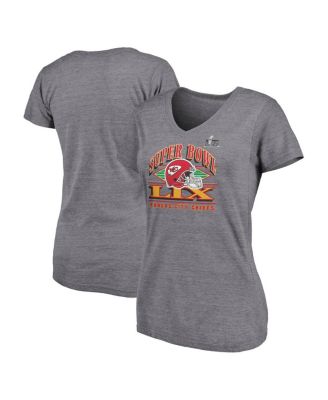 Fanatics - Women's Heather Gray Kansas City Chiefs Super Bowl LIX Our Pastime Tri-Blend V-Neck T-Shirt