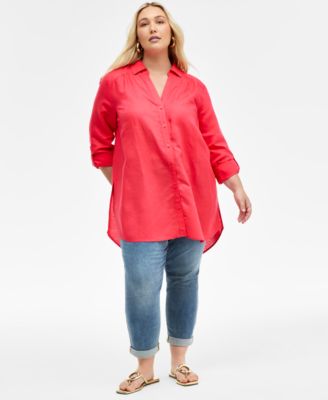 I.N.C. International Concepts - Plus Size Linen-Blend Tunic