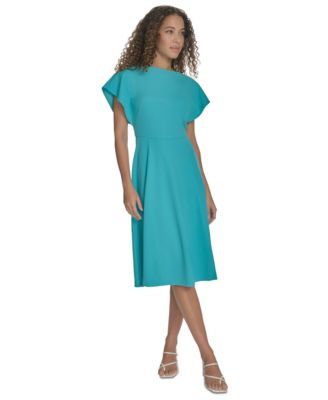Calvin Klein - Women's Flutter-Sleeve A-Line Midi Dress
