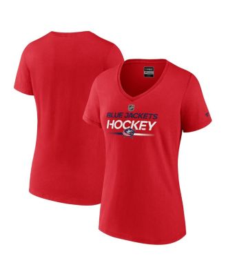 Fanatics - Women's Red Columbus Blue Jackets Authentic Pro Primary V-neck T-Shirt