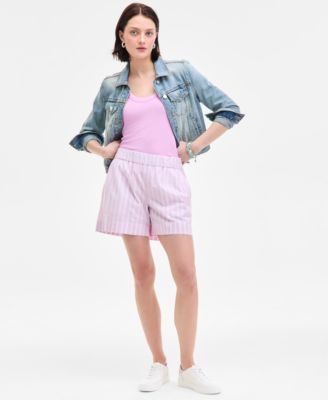 On 34th - Women's Cotton Ticking Stripe Pull-On Shorts