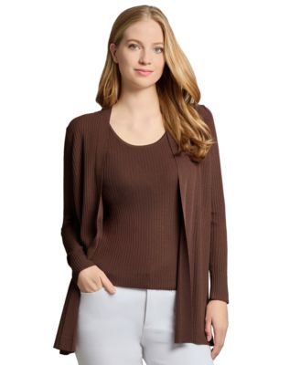 Jones New York - Women's Long-Sleeve Side-Slit Cardigan Sweater