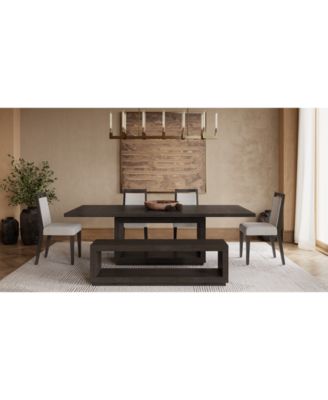 Furniture - Tivie 6-Pc. Dining Set (Rectangular Table, 4 Wood Dining Chairs & Bench)