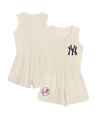 Outerstuff - Little Girls Cream New York Yankees Girl Power Tank Romper