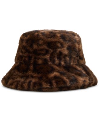 Steve Madden - Zoe Leopard Print Faux Fur Bucket Hat