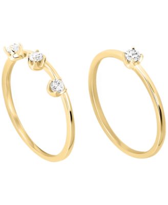 Macy's - 2-Piece Cubic Zirconia Stackable Ring Set (0.48 ct. t.w.) in Gold Over Sterling Silver