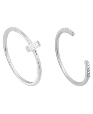 Macy's - 2-Piece Cubic Zirconia Open Stackable Ring Set (0.23 ct. t.w.) in Sterling Silver