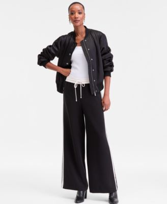 I.N.C. International Concepts - Women's Side-Stripe Drawstring Wide-Leg Pants