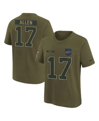 Nike - Big Boys and Girls Josh Allen Olive Buffalo Bills 2025 Salute to Service Name Number T-shirt