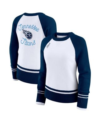 WEAR by Erin Andrews - Women's White/Navy Tennessee Titans Color Block Raglan Sweater