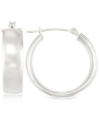 Macy's - Polished Wide Hoop Earrings in 10k White Gold