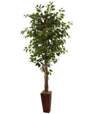 Nearly Natural - 6' Ficus Artificial Tree with Bamboo Planter