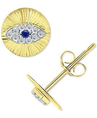 Giani Bernini - Lab-Grown Blue Sapphire & Cubic Zirconia Evil Eye Disc Stud Earrings