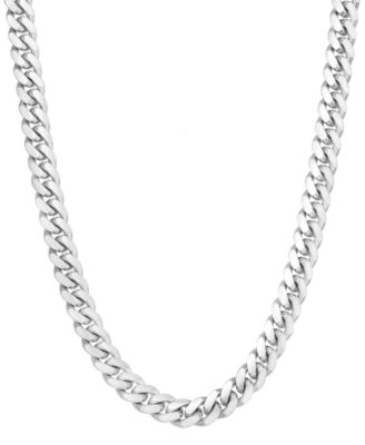 Italian Gold - Men's Cuban Link 22" Chain Necklace in Sterling Silver