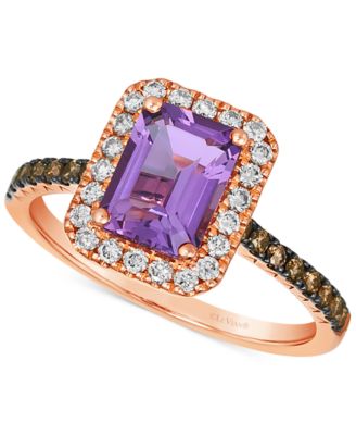 Le Vian - Deep Sea Blue Topaz (1-5/8 ct. t.w.) & Diamond (3/8 ct. t.w.) Halo Ring in 14k Rose Gold (Also in Amethyst & Citrine)