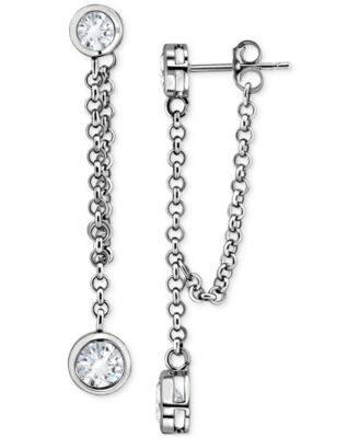 Giani Bernini - Cubic Zirconia Chain Bezel Drop Earrings in Sterling Silver