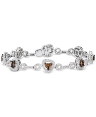 Le Vian - Chocolate Diamond & Vanilla Diamond Fancy-Cut Halo Cluster Link Bracelet (4-1/2 ct. t.w.) in 18k White Gold
