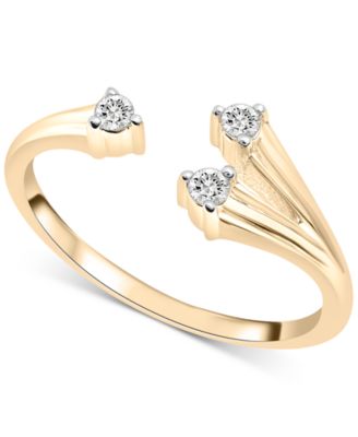 Wrapped - Diamond Three Stone Cuff Ring (1/10 ct. t.w.) in 10k Gold, Created for Macy's