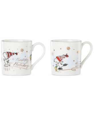 Lenox - Peanuts Snoopy Skating Porcelain Mugs, Set of 2