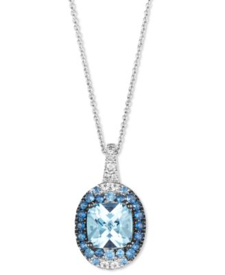 Le Vian - Multi-Gemstone (3-1/20 ct. t.w.) & Nude Diamond (1/20 ct. t.w.) Halo Adjustable 20" Pendant Necklace in 14k White Gold