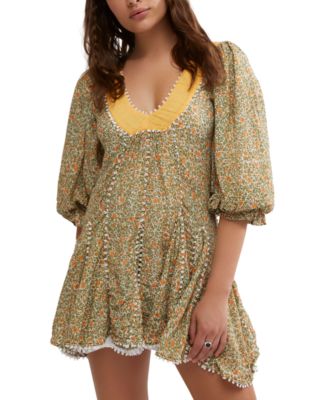 Free People - Women's Bali Coral Floral-Print Mini Dress
