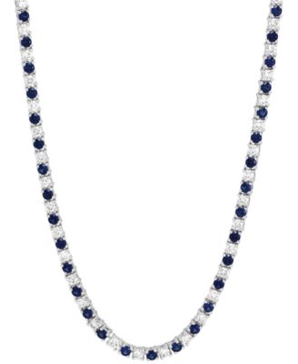 Grown With Love - Lab Grown Sapphire (3-3/4 ct. t.w.) & Lab Grown Diamond (2-1/2 ct. t.w.) Tennis Necklace in 14k White Gold, 16-1/4" + 2-3/4" extender (Also in Lab Grown Emerald)