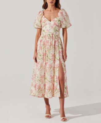 ASTR the Label - Women's Sasilia Printed Puff-Sleeve Midi Dress