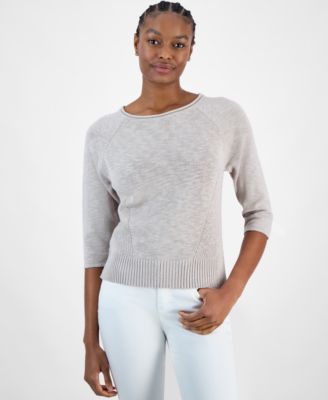 Charter Club - Women's 3/4-Sleeve Cotton & Linen Sweater, Exclusively at Macy's