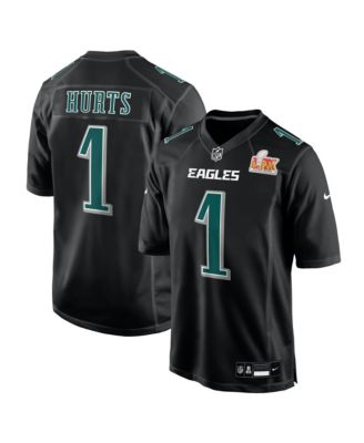 Nike - Men's Jalen Hurts Black Philadelphia Eagles Super Bowl LIX Patch Fashion Game Jersey