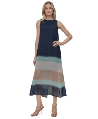 DKNY - Women's Jewel-Neck Overlay Sleeveless Dressx