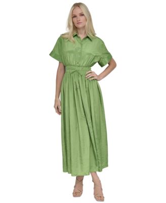 DKNY - Women's Drawstring-Waist Short-Sleeve Shirtdress