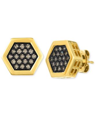 Le Vian - Chocolate Diamond Hexagon Cluster Stud Earrings (1/3 ct. t.w.) in 14k Gold