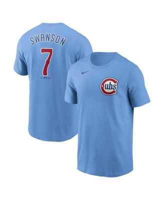 Nike - Men's Dansby Swanson Baby Blue Chicago Cubs Fuse Name Number T-Shirt