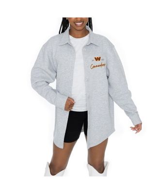 Gameday Couture - Women's  Ash Washington Commanders Full-Button Long Sleeve Overshirt