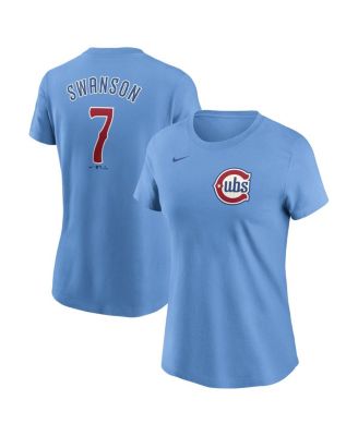 Nike - Women's Dansby Swanson Baby Blue Chicago Cubs Fuse Name Number T-Shirt