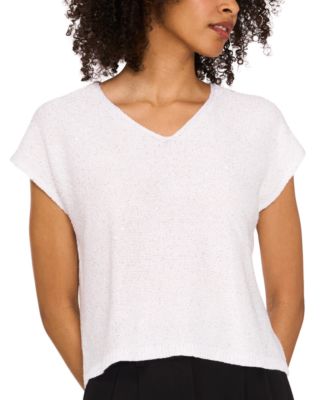 Vince Camuto - Women's Shine V-Neck Cap-Sleeve Sweater