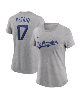 Nike - Women's Shohei Ohtani Heather Gray Los Angeles Dodgers Fuse Name Number T-Shirt