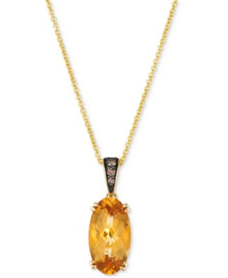 Le Vian - Chocolatier&reg; Cinnamon Citrine&reg; (2-1/2 ct. t.w.) & Chocolate Diamond&reg; (1/20 ct. t.w.) Pendant Necklace in 14k Yellow Gold