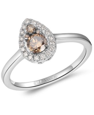 Le Vian - Chocolate Diamond & Nude Diamond Pear Halo Ring (1/2 ct. t.w.) in 14k White Gold