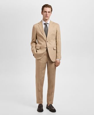 MANGO - Men's 100% Linen Slim Fit Suit Pants