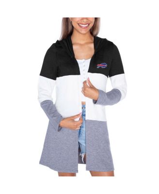 Gameday Couture - Women's Black Buffalo Bills Tri-Blend Color Block Lightweight Cardigan Hoodie