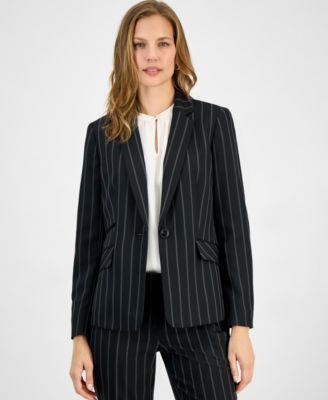 Kasper - Women's Pinstriped One-Button Blazer