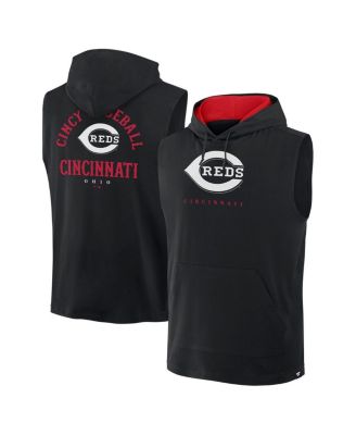 Fanatics - Men's Black Cincinnati Reds Fire Speed Sleeveless Pullover Hoodie