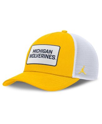 Jordan - Men's Maize/White Michigan Wolverines 2025 On-Field Rise Patch Trucker Adjustable Hat